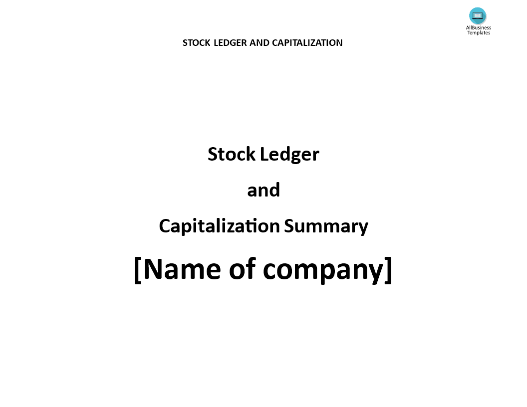 stock ledger and capitalization summary voorbeeld afbeelding 