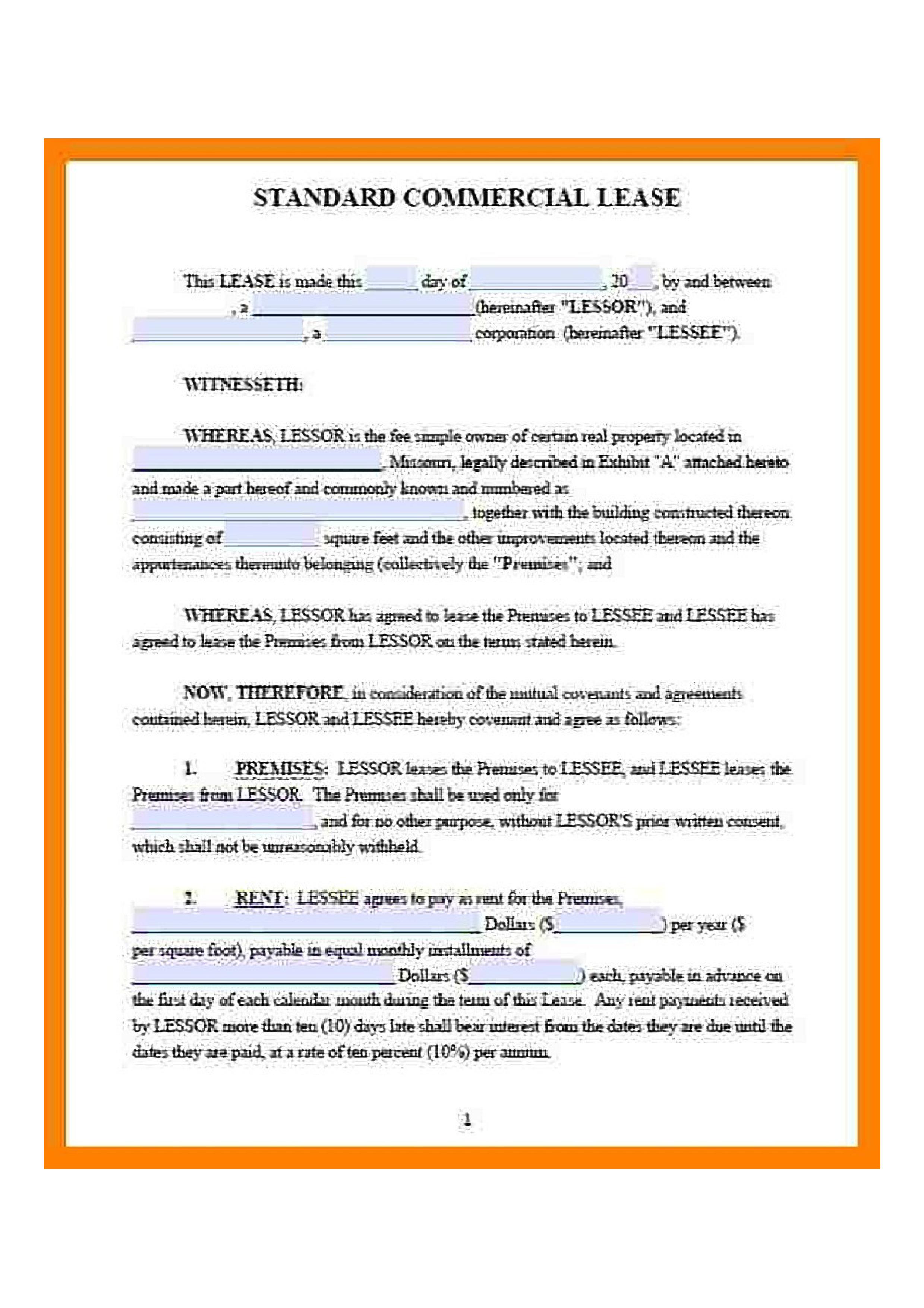 Kostenloses Property Lease Agreement Sample In land rental agreement template