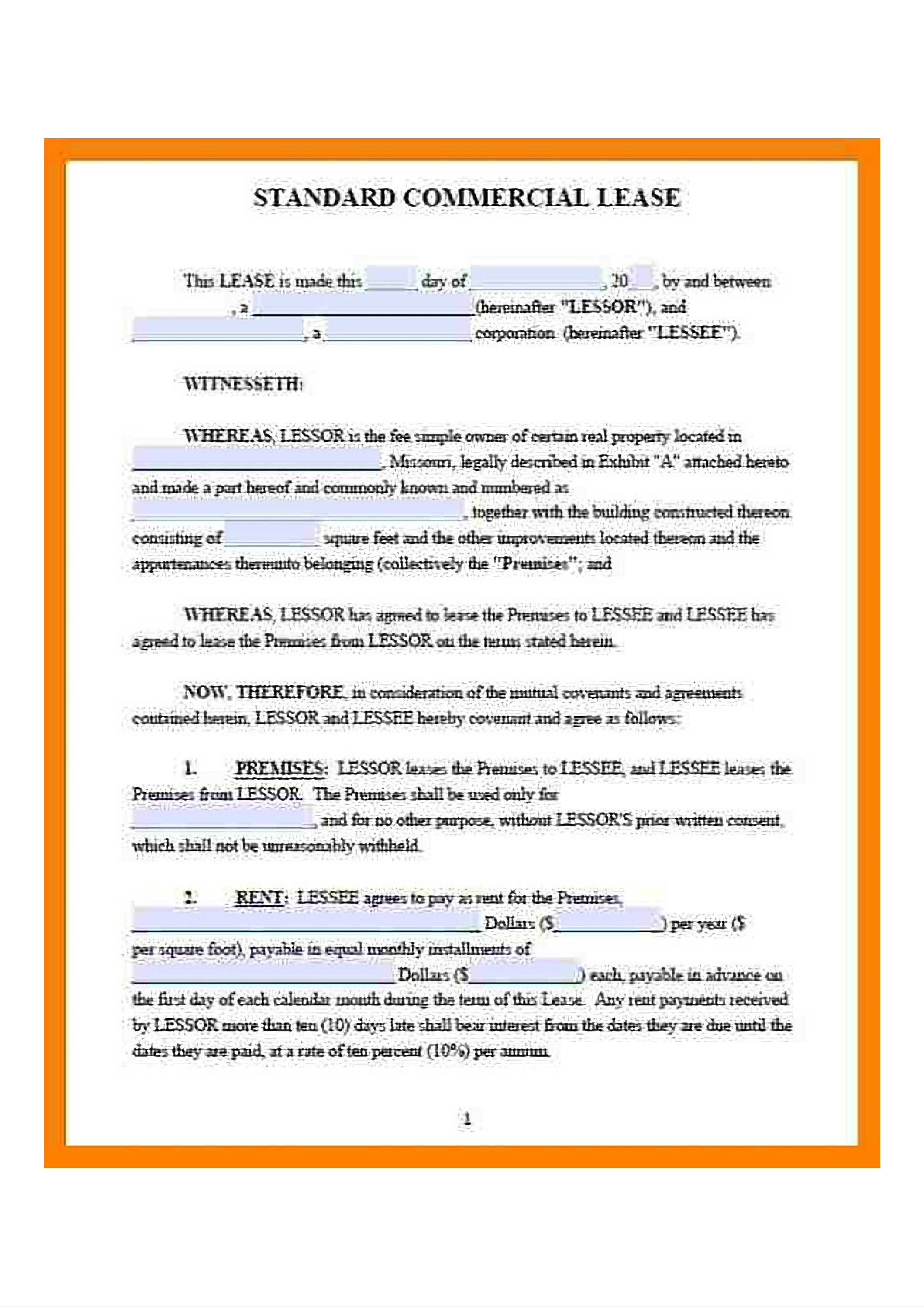 property lease agreement sample template