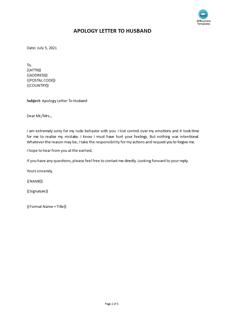 apology letter unprofessional behavior