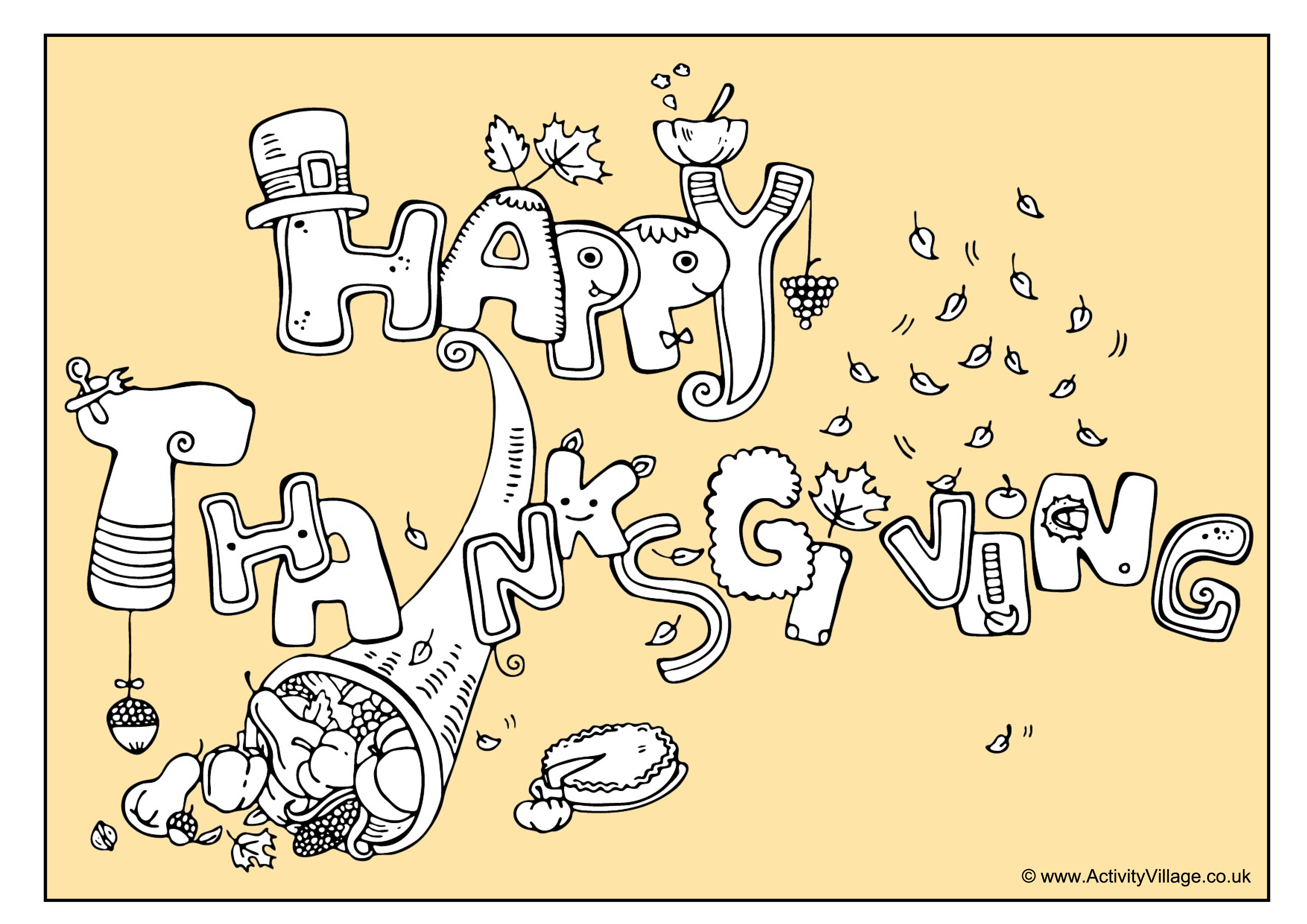 happy thanksgiving colouring page voorbeeld afbeelding 