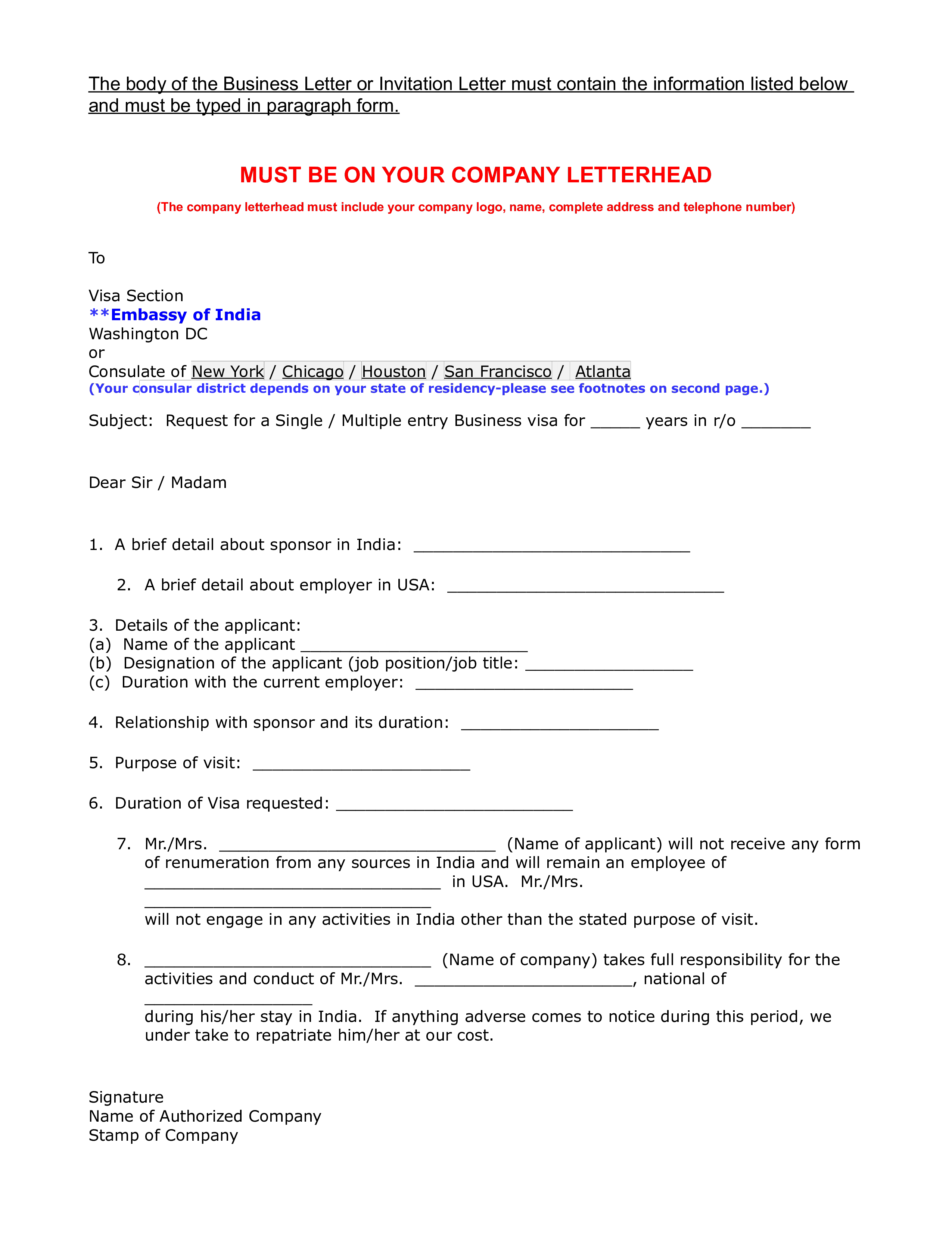  Business Visa Request Letter Allbusinesstemplates