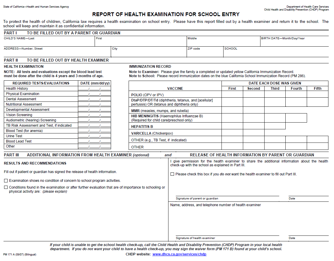 Report of Health Examination for School Entry  Templates at Regarding Health Check Report Template