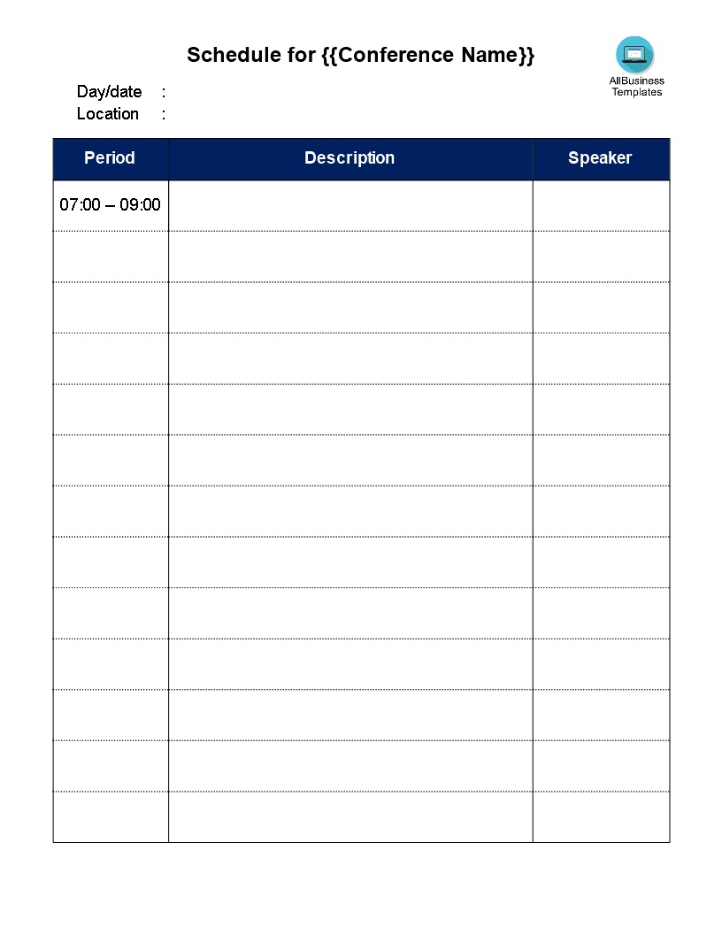 Conference Schedule example 模板