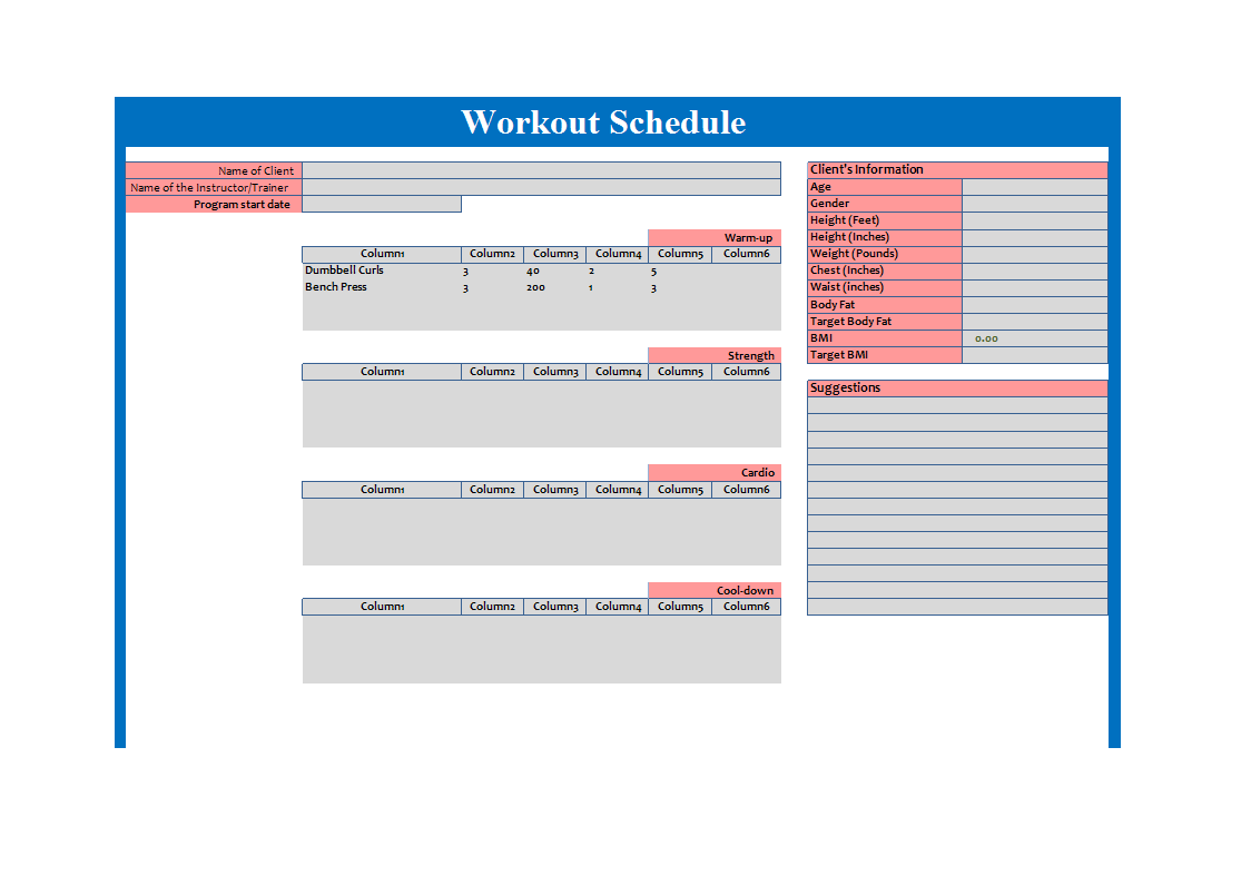 Bodybuilding Workout Schedule 模板