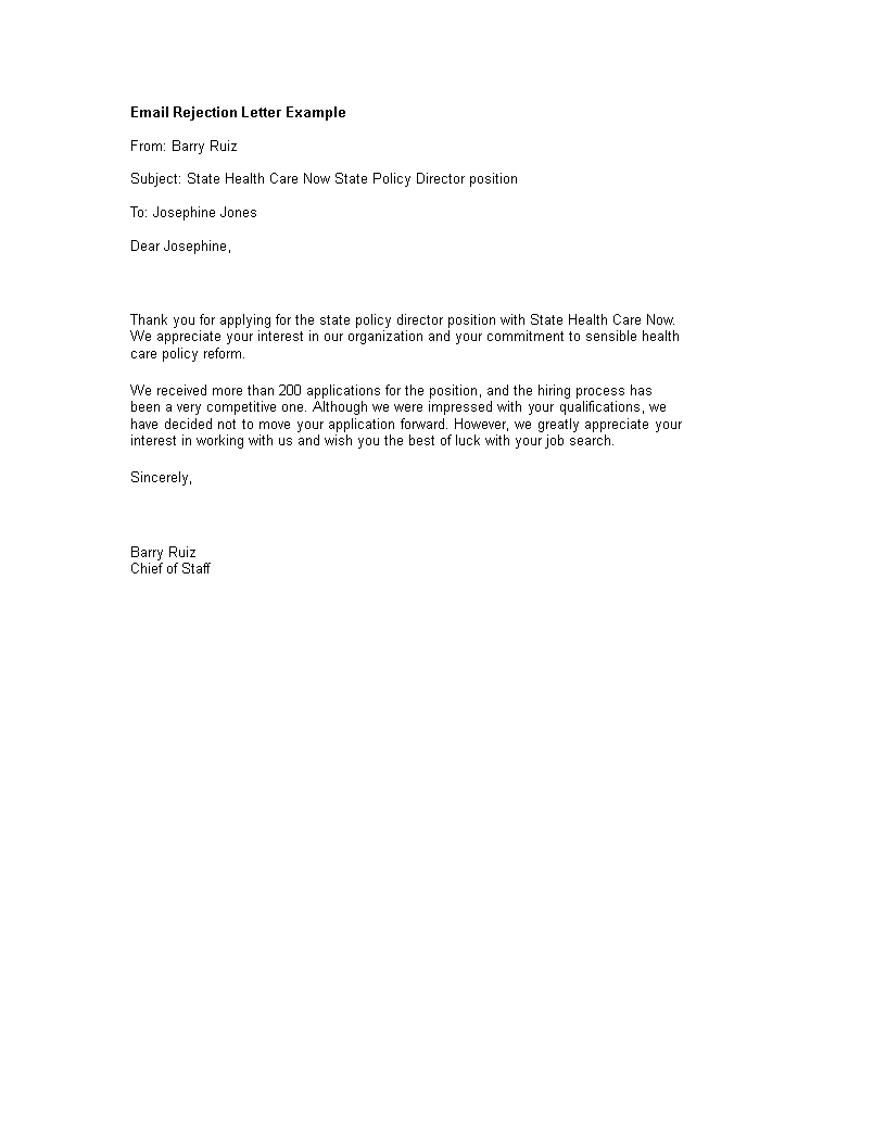 email rejection letter template