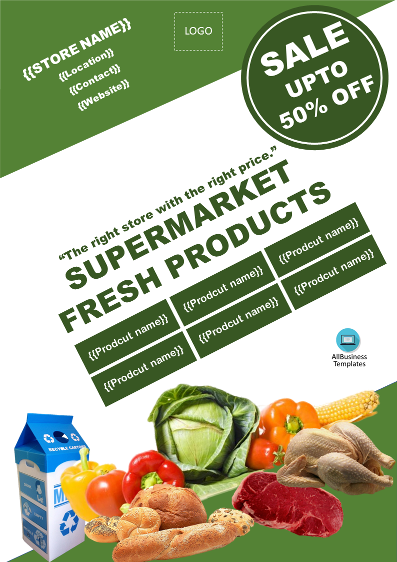 Supermarket products flyer 模板