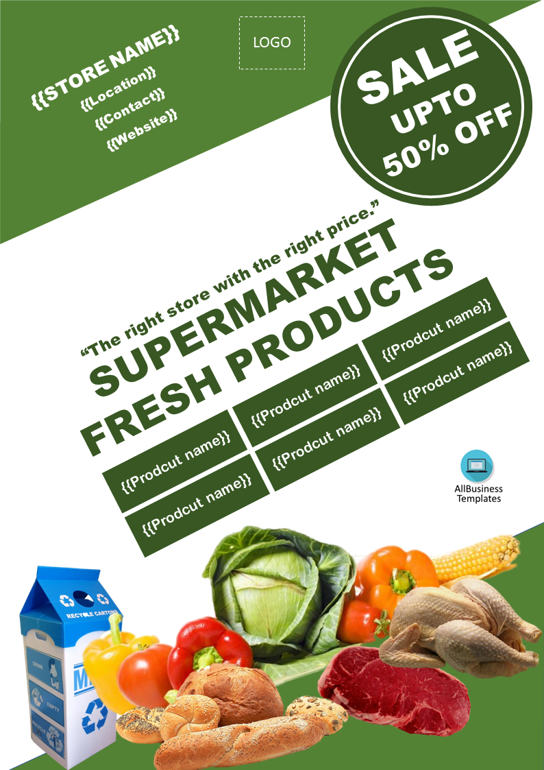 supermarket products flyer Hauptschablonenbild