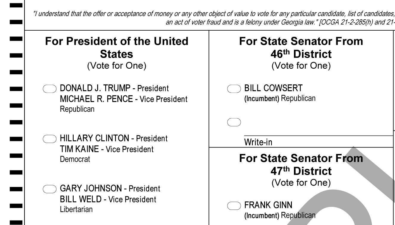 USA Presidential Election Ballot Trump Clinton Johnson main image