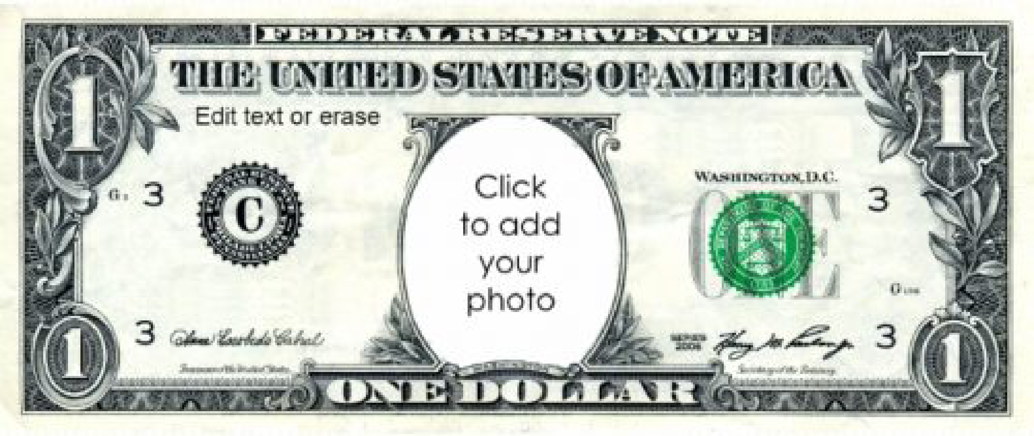 play money 1 dollar template