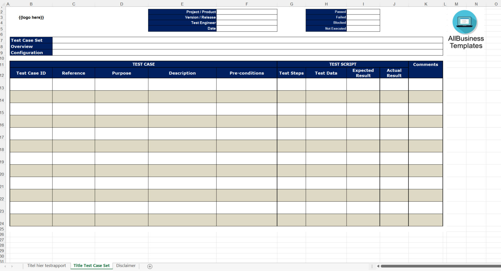 test case excel spreadsheet plantilla imagen principal