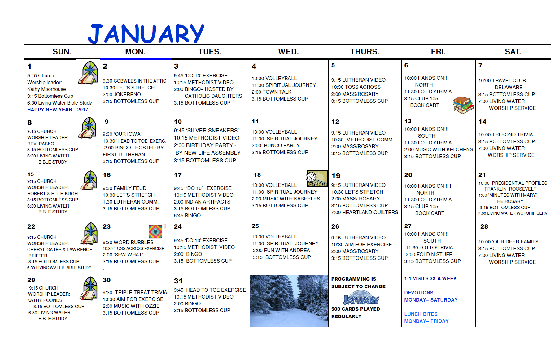 monthly activity calendar Hauptschablonenbild