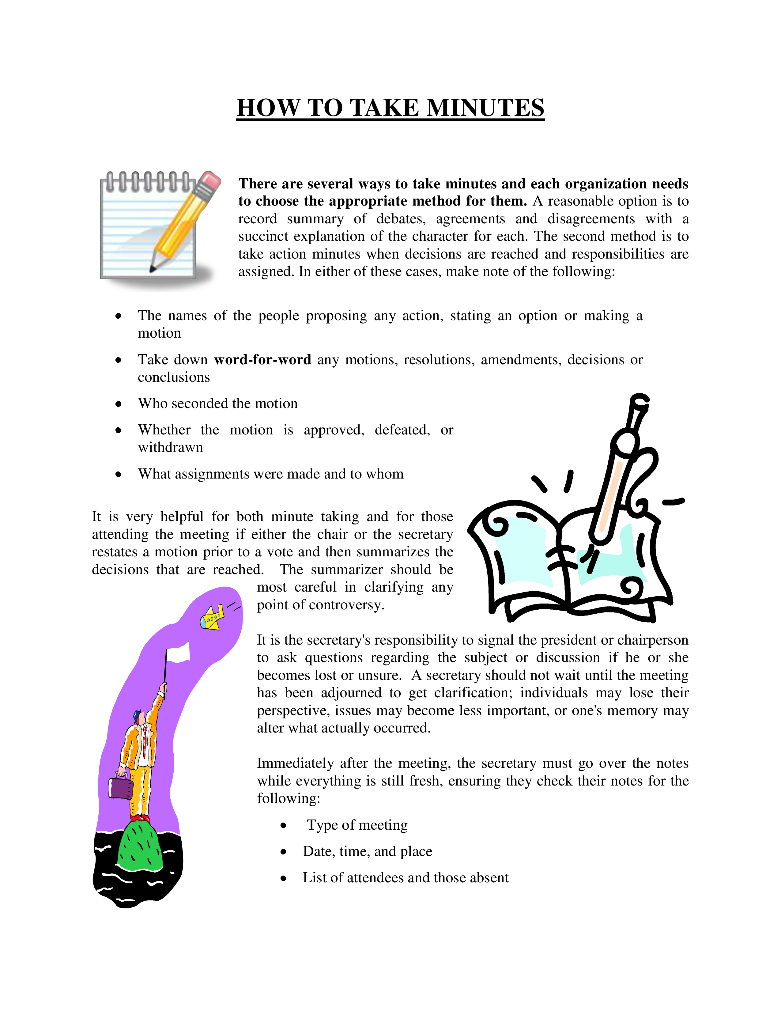 summary taking meeting minutes modèles