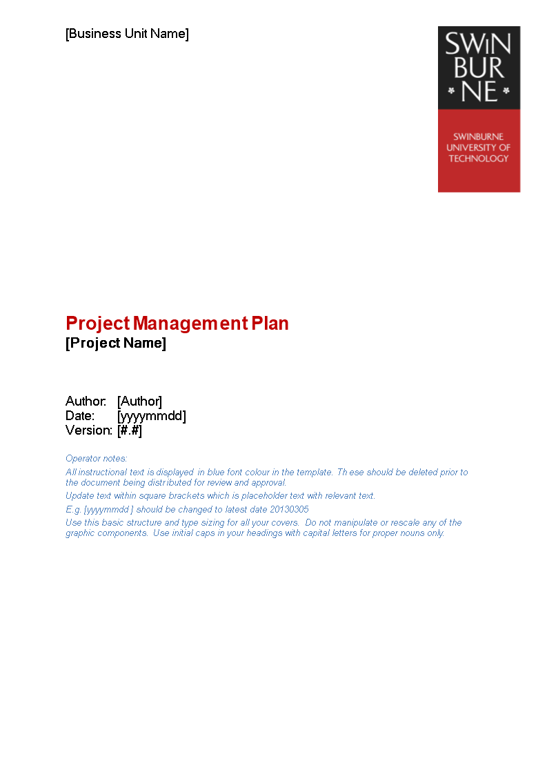 project management plan word template