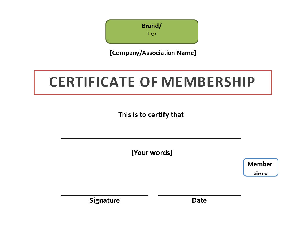 Certificate of Membership 模板