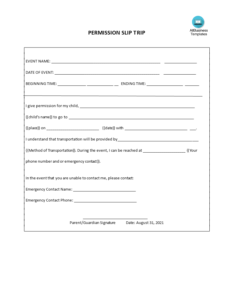 parent consent form template