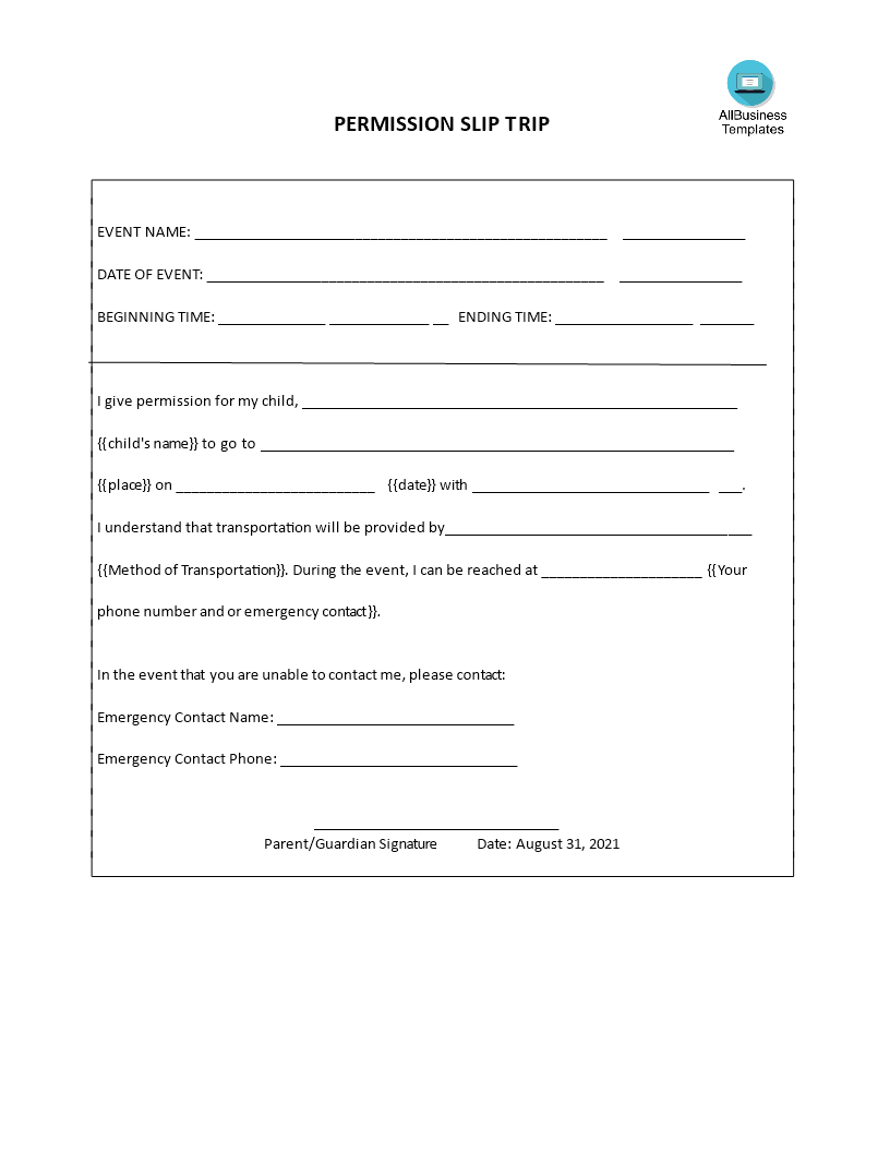 Parent Consent Form 模板