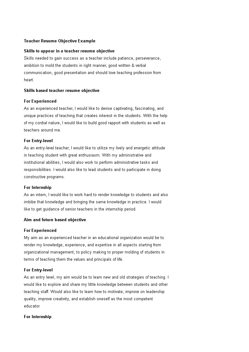 Best Teacher Resume Objective Templates At Allbusinesstemplates best-teacher-resume-objective-templates-at-allbusinesstemplates