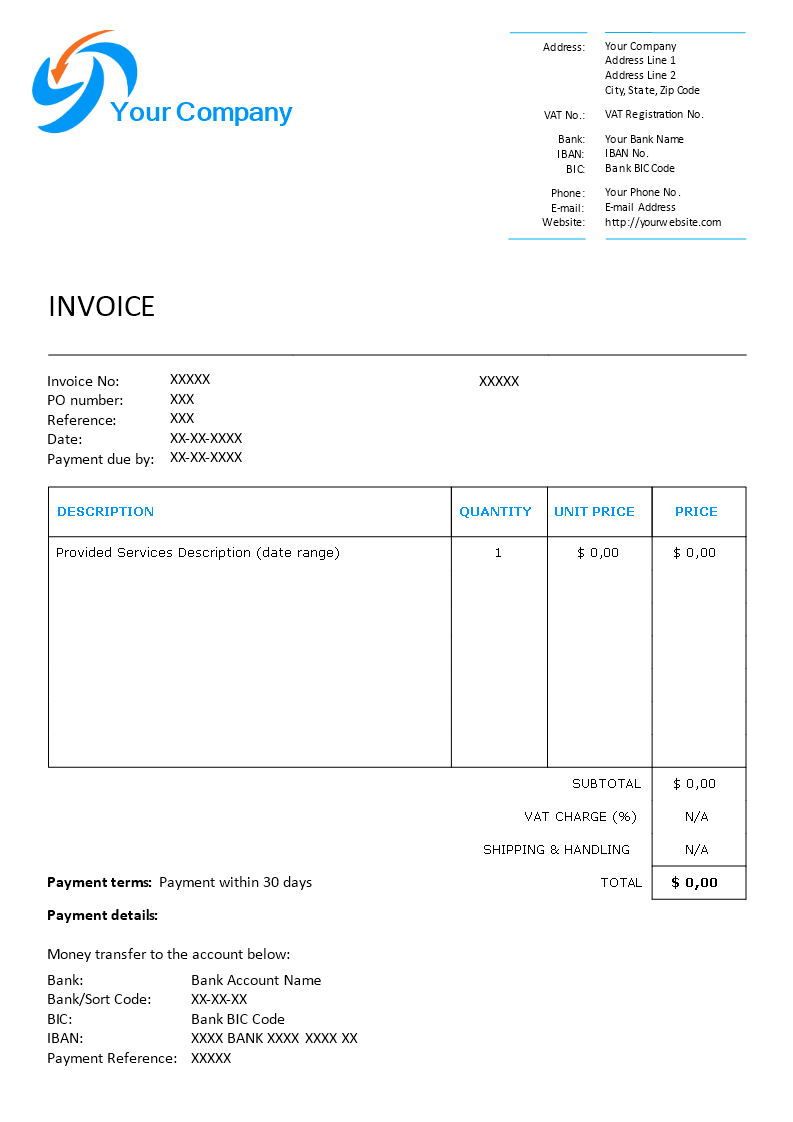 bakery invoice word Hauptschablonenbild