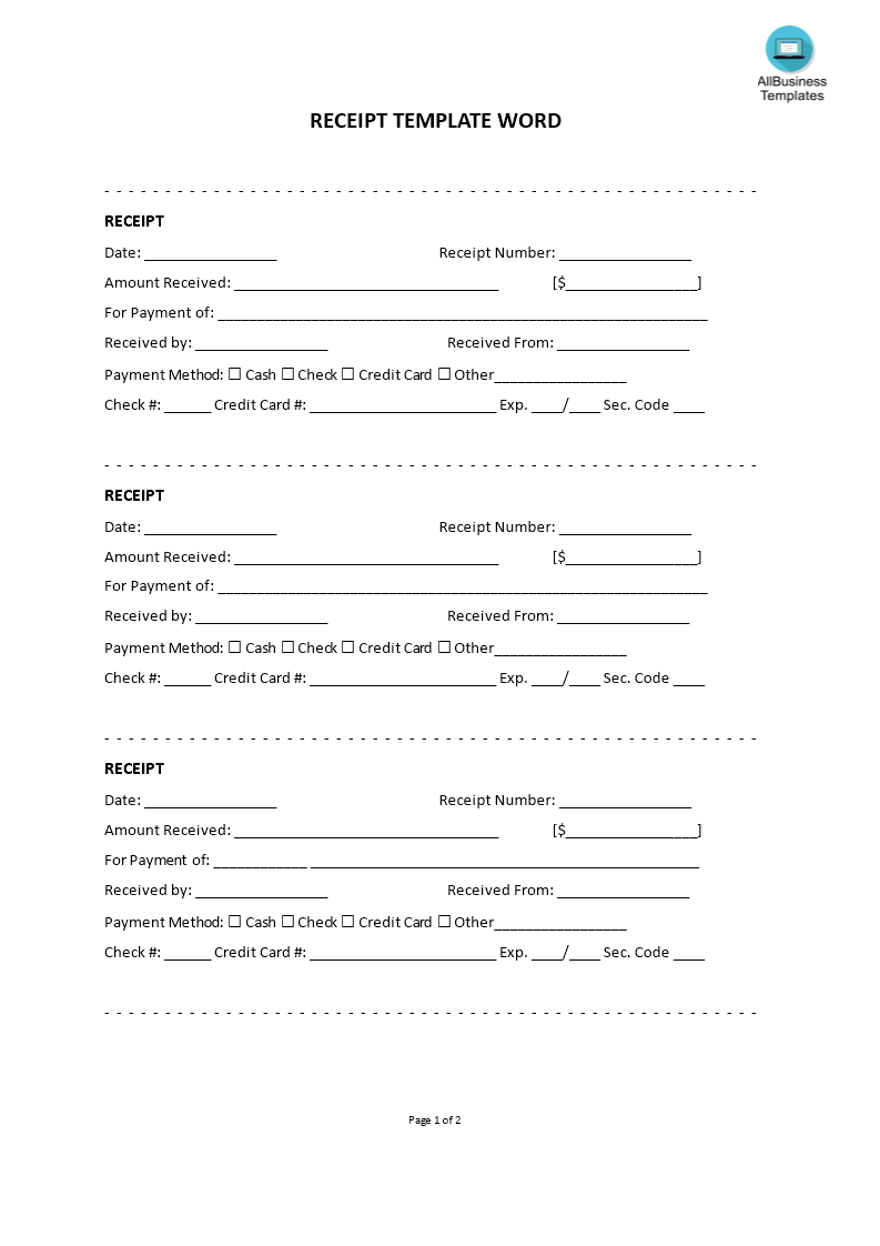 Free Rent Receipt Templates Download Or Print 49 Printable Rent Receipts Free Templates