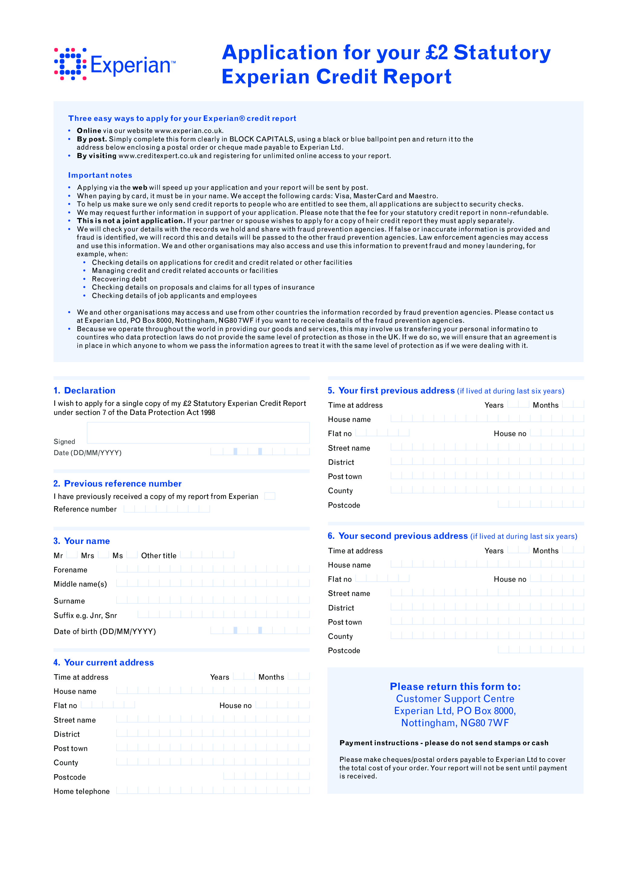 credit report application form template