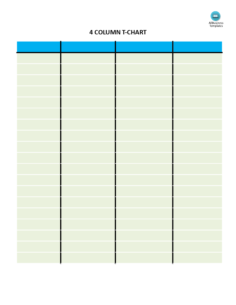 T Chart 4 Columns 模板