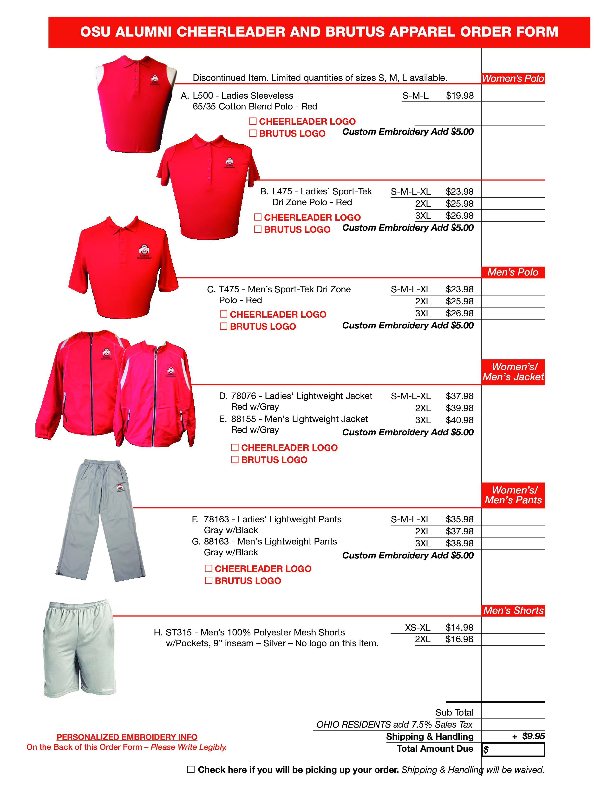 cheerleader apparel order form voorbeeld afbeelding 