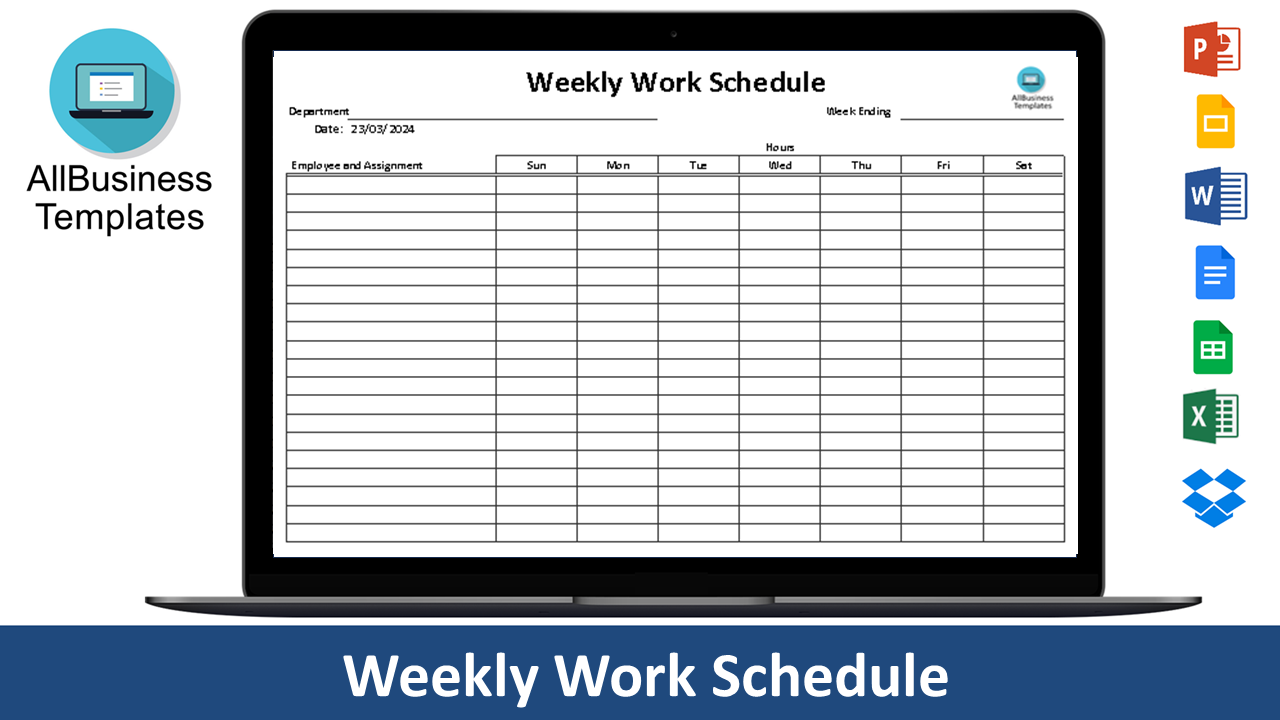 weekly work schedule excel voorbeeld afbeelding 