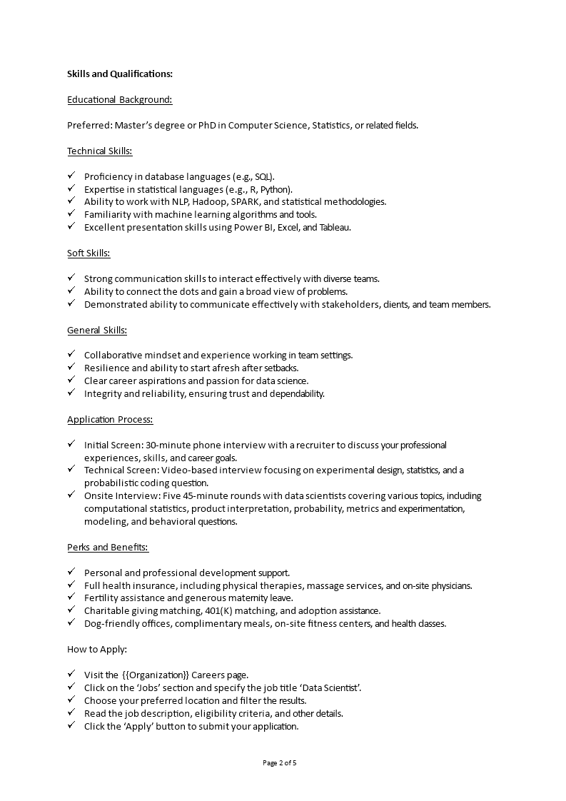 Data Scientist job description | Templates at allbusinesstemplates.com