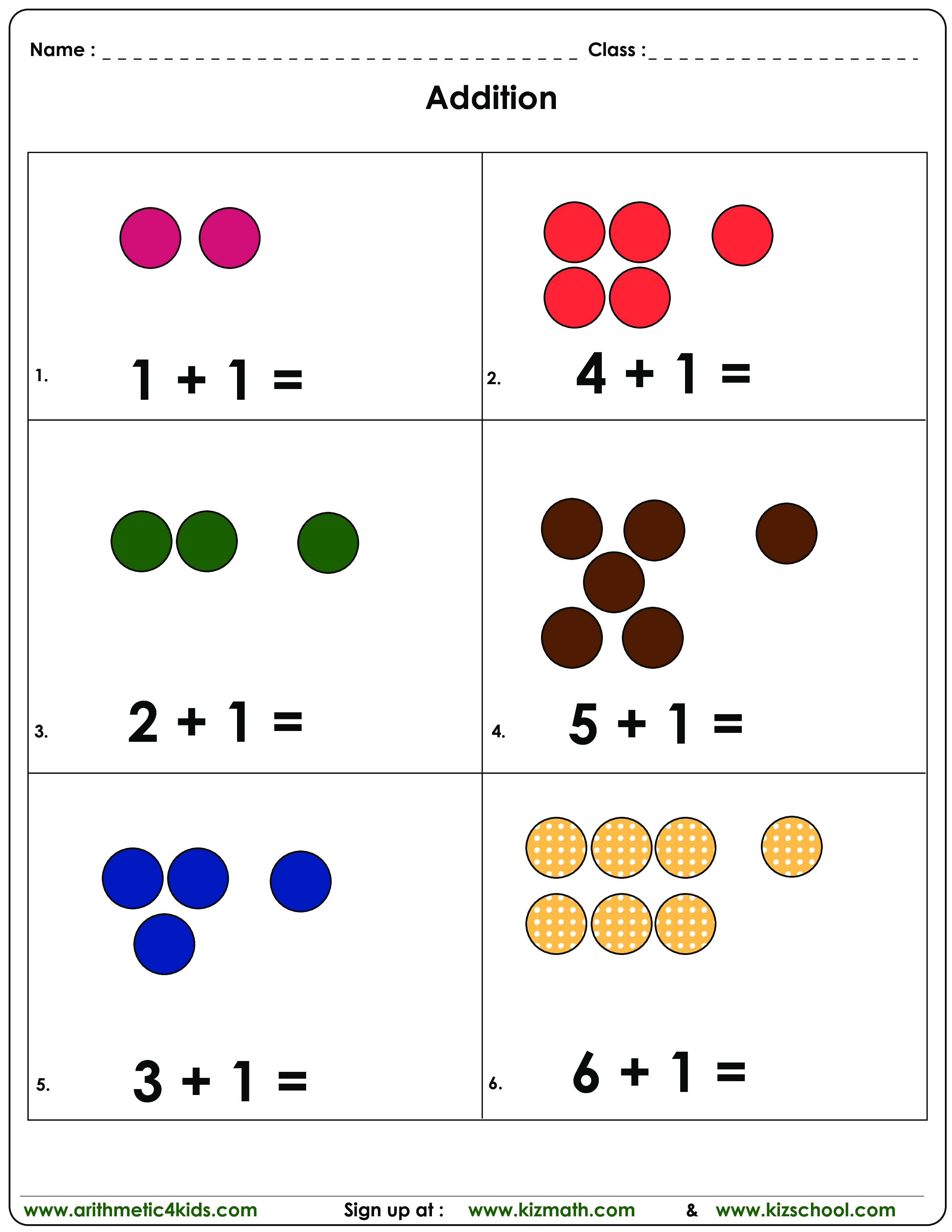 Add 1 To Other Numbers Up To 6 With Dots main image