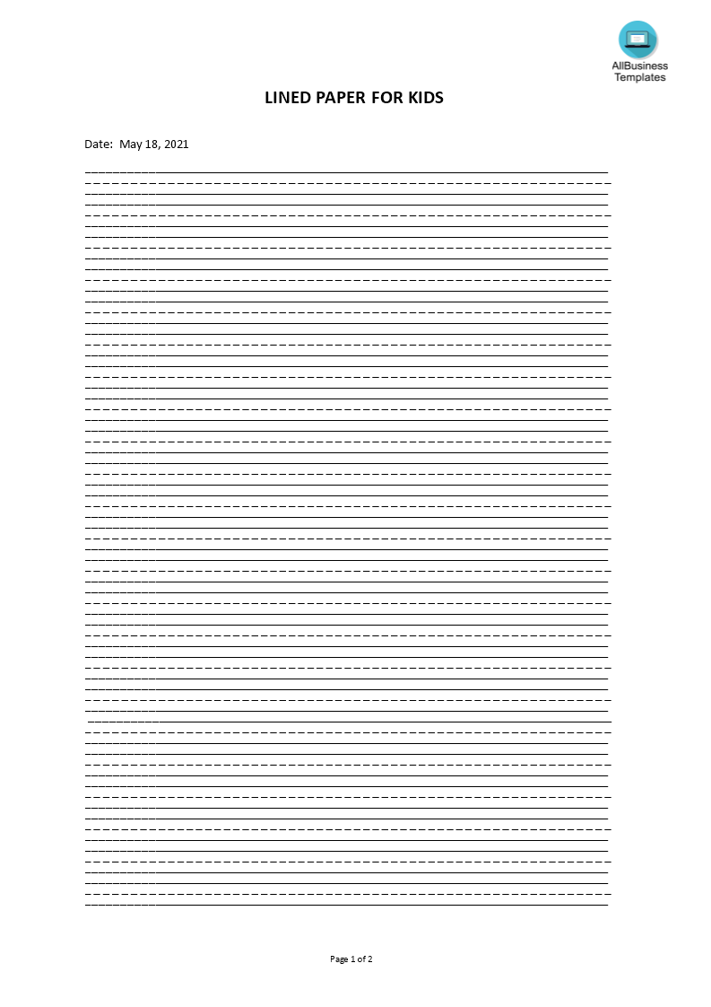 lined paper for kids template