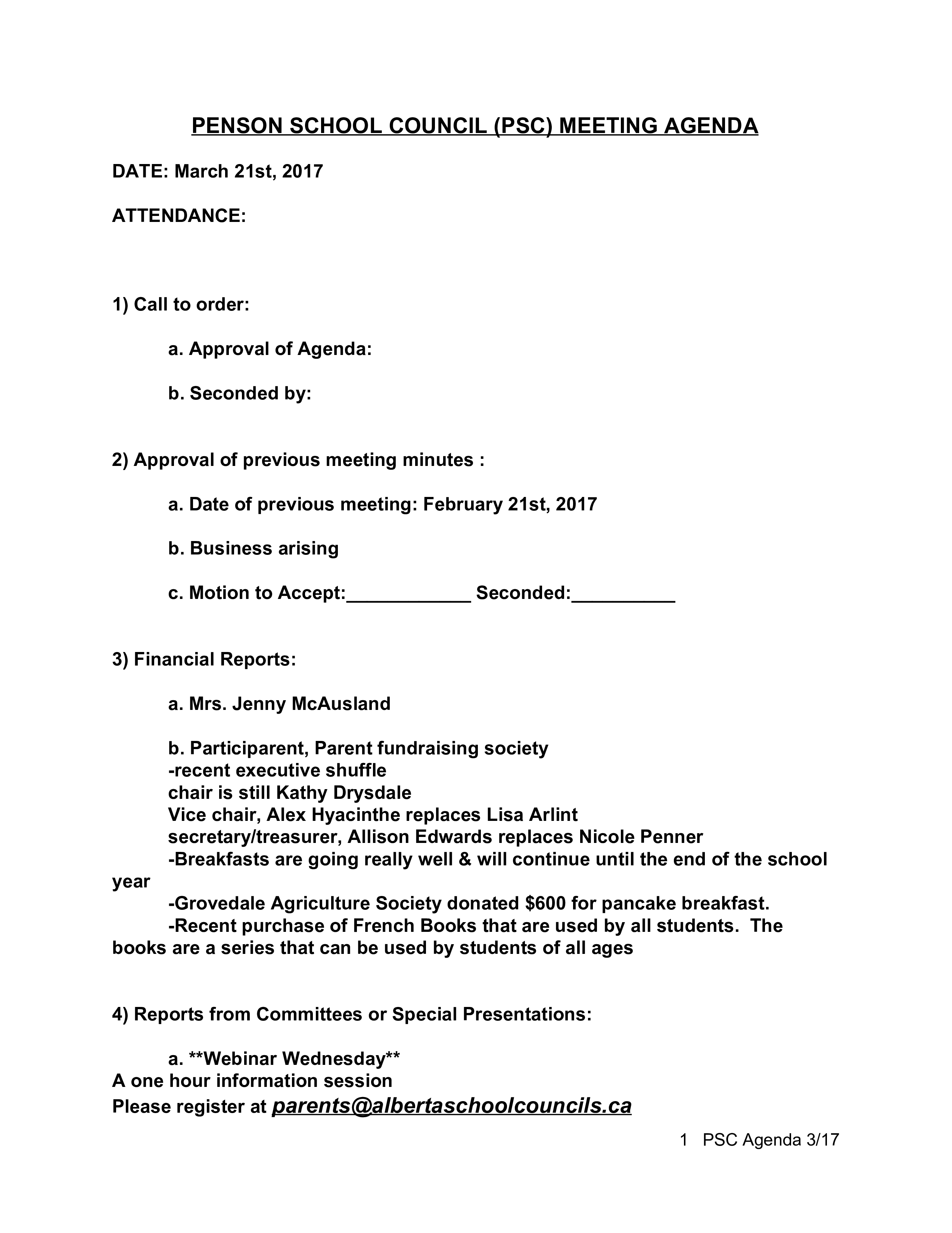 sample school meeting template