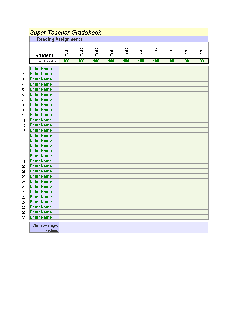 college grade book modèles