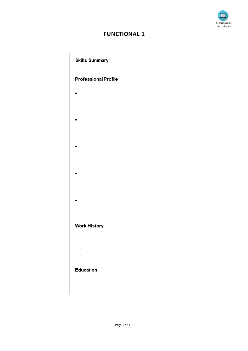 functional cv modèles