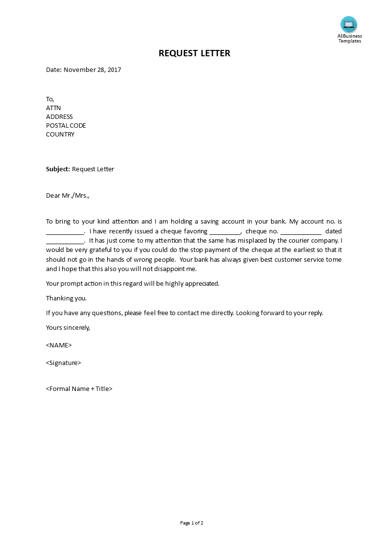 request letter plantilla imagen principal