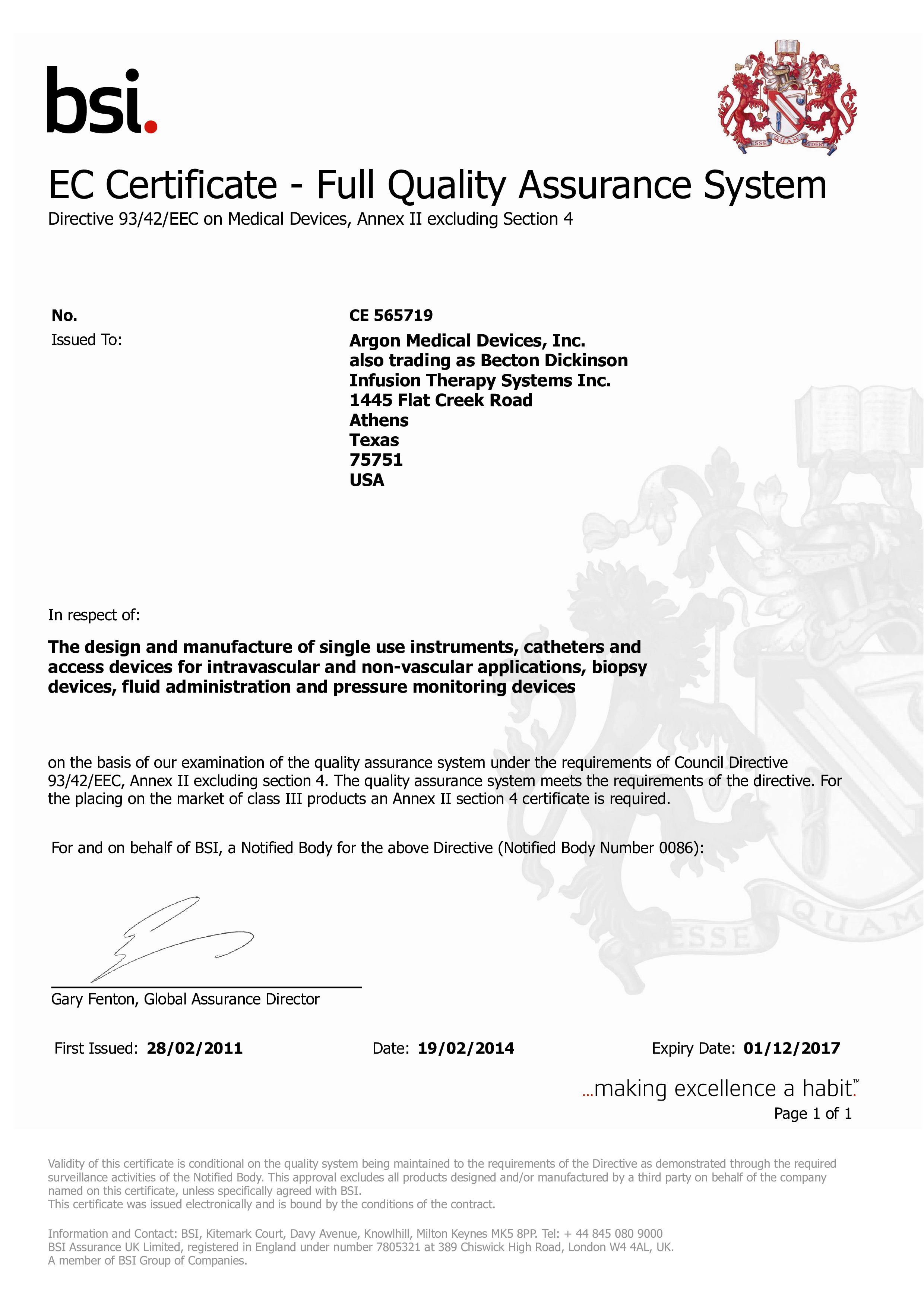 quality assurance management certificate Hauptschablonenbild