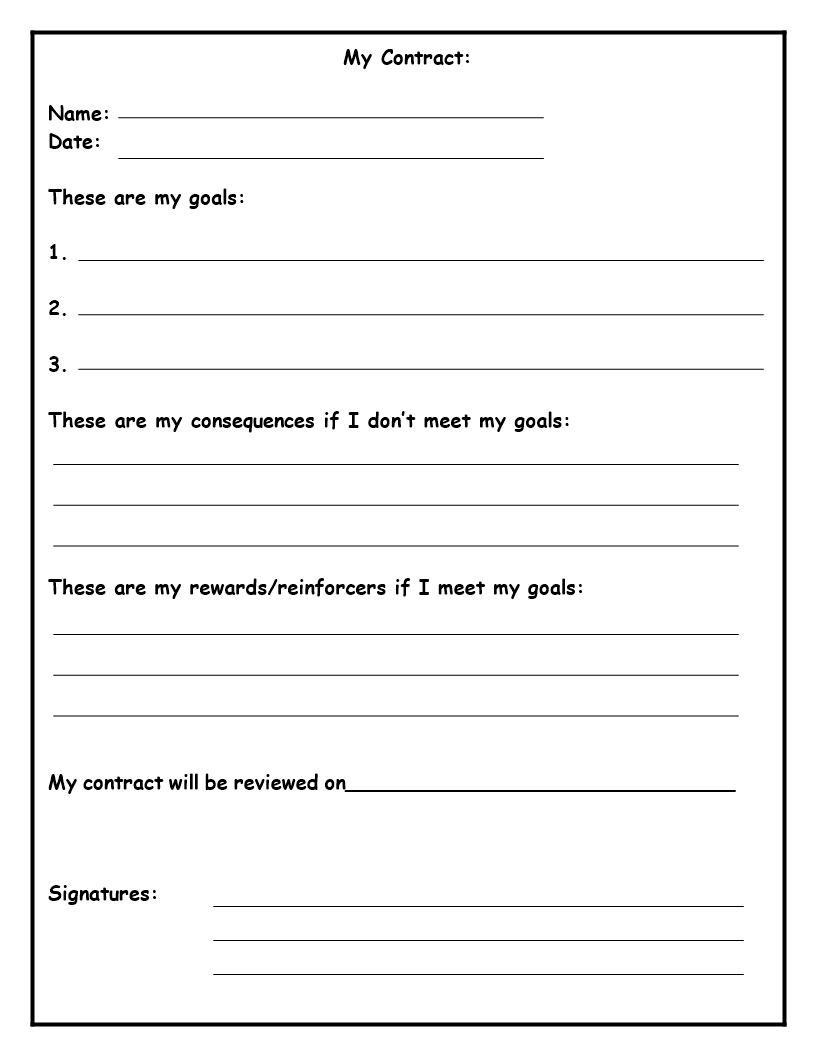 Kostenloses Self Contract For good behavior contract templates Kostenloses Self Contract For good behavior contract templates