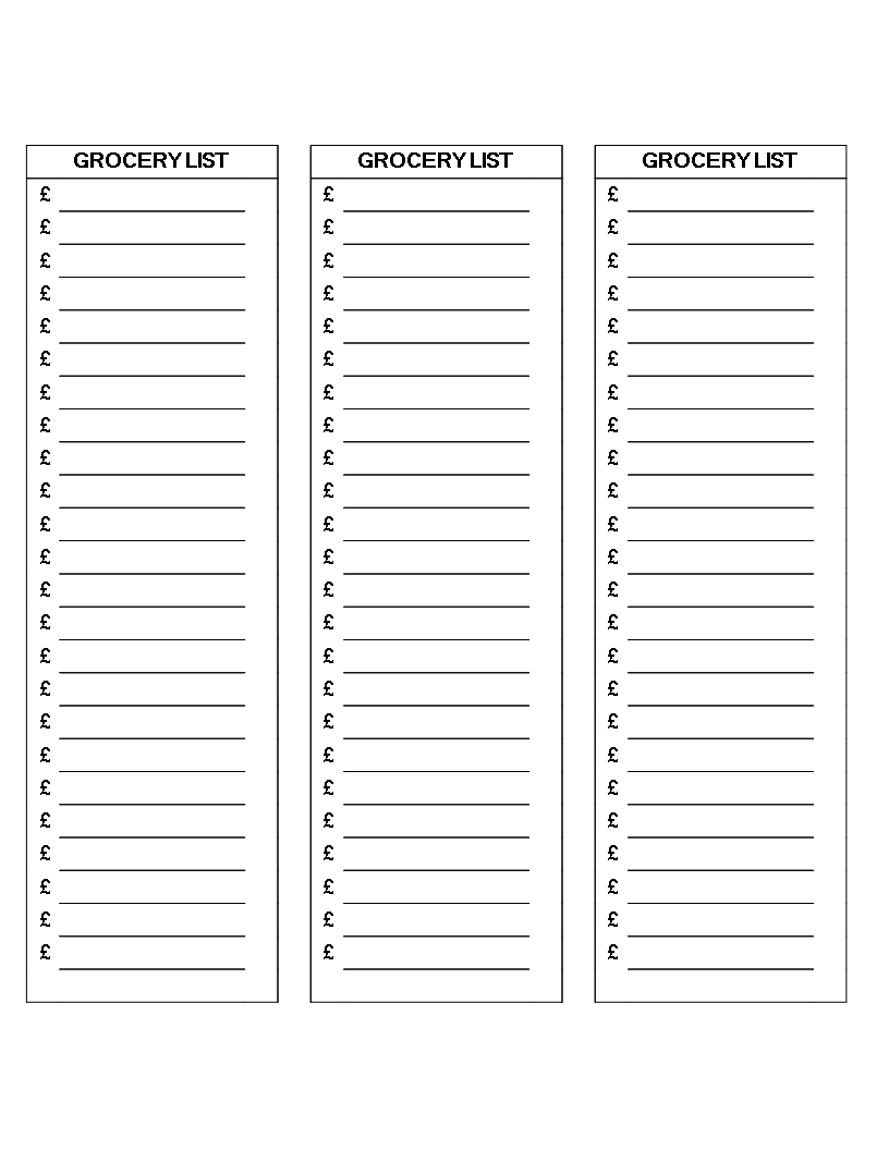 grocery list template Hauptschablonenbild