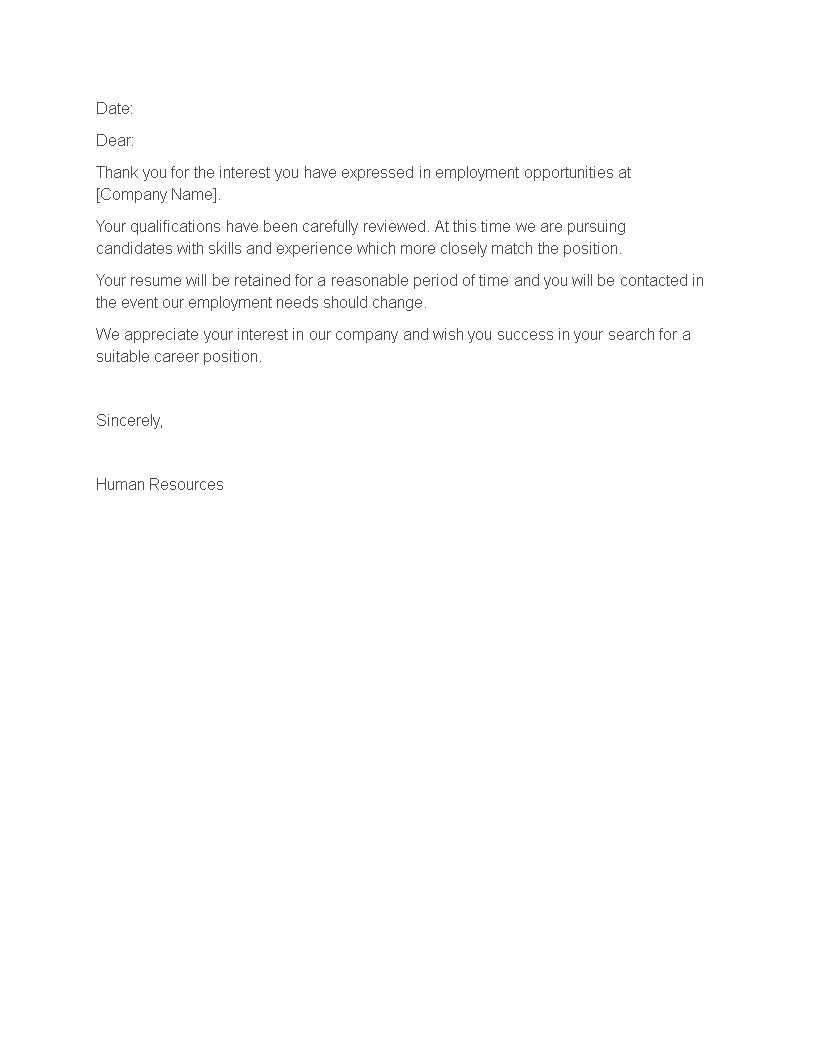 Job Applicant Rejection Letter Before Interview main image