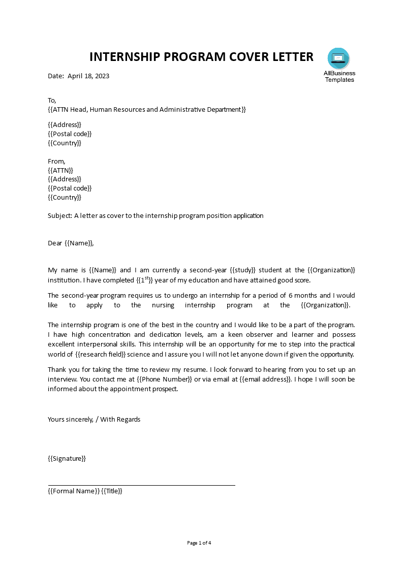 application cover letter Hauptschablonenbild