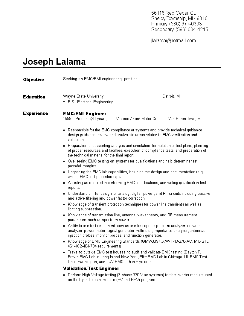 professional electrical engineering resume template modèles