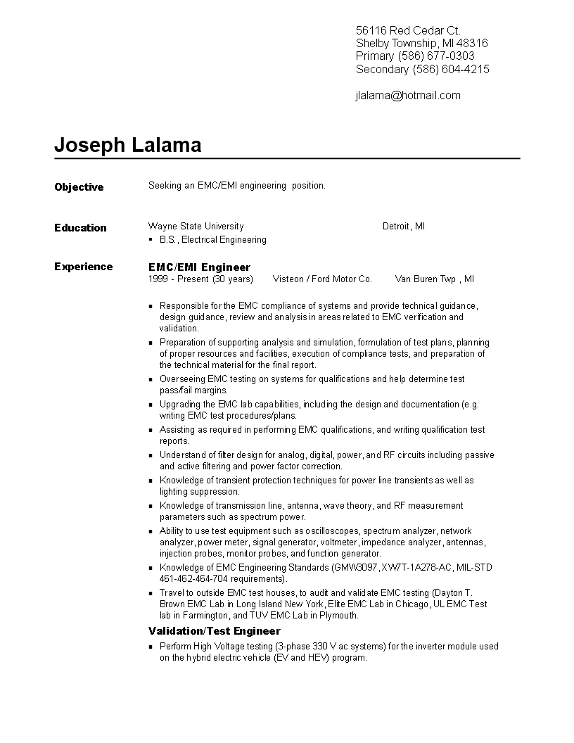 professional electrical engineering resume template Hauptschablonenbild