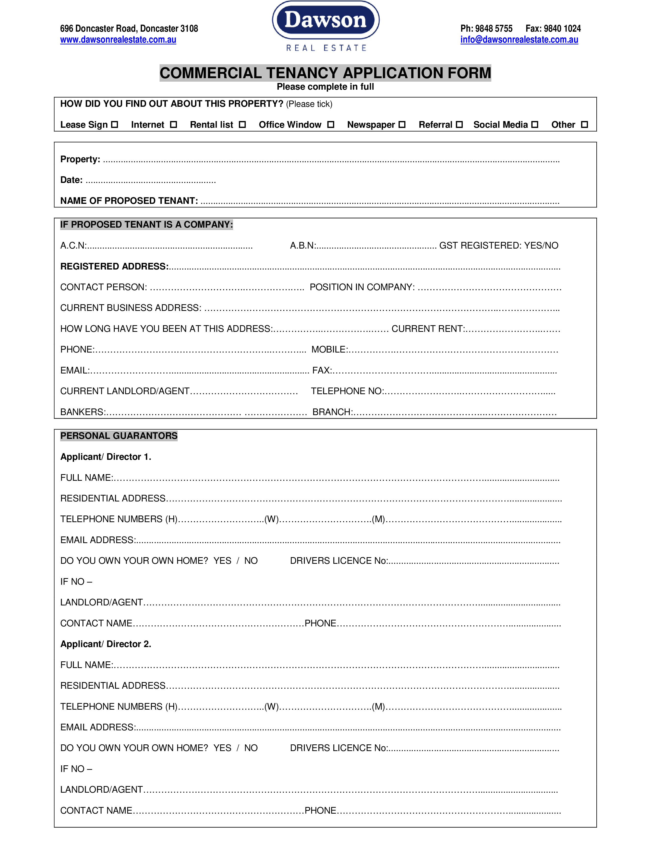 commercial tenant lease application form Hauptschablonenbild