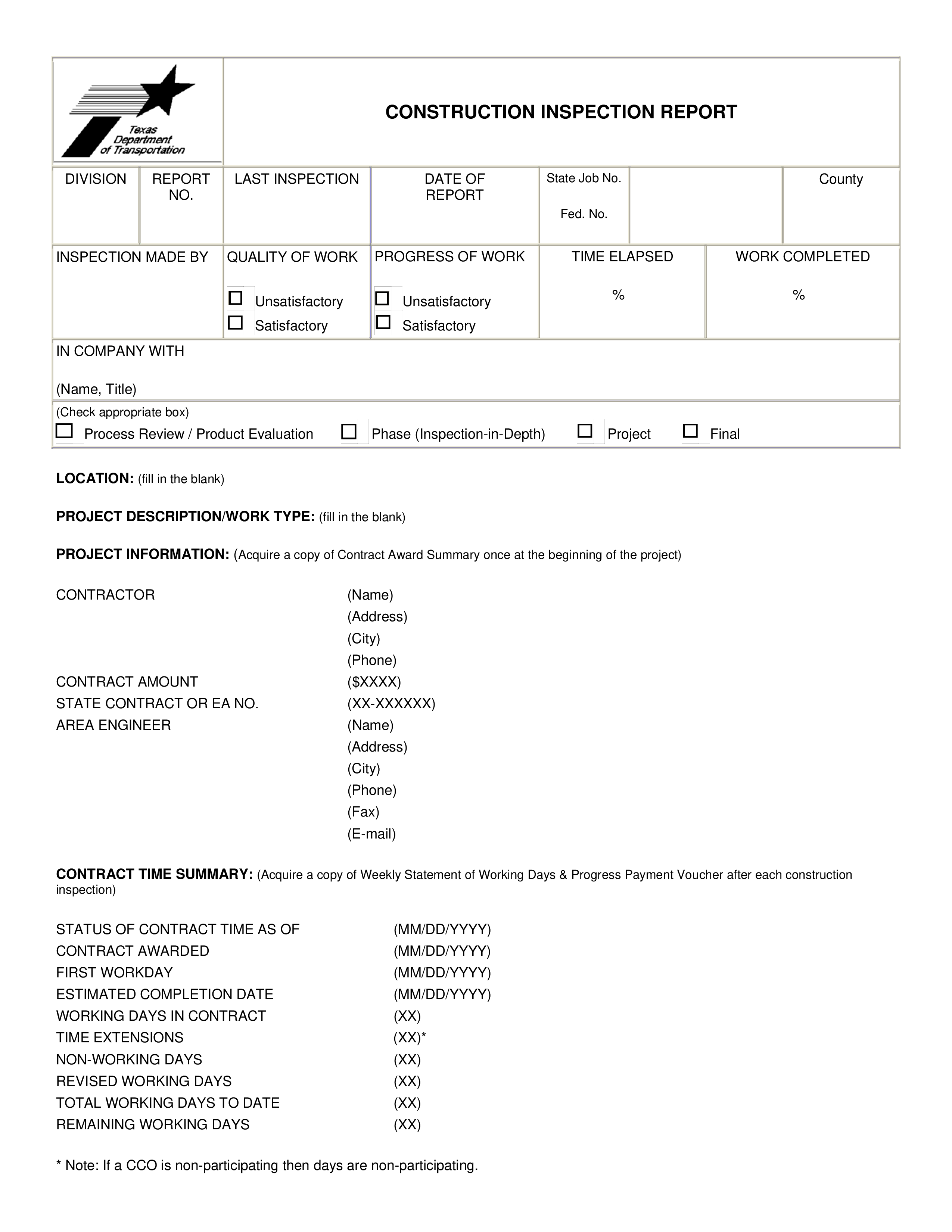 construction inspection template