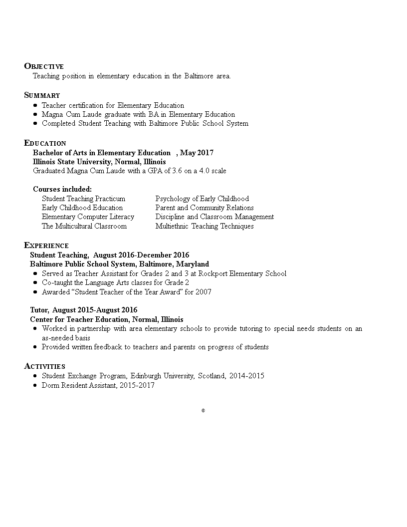 education resume template