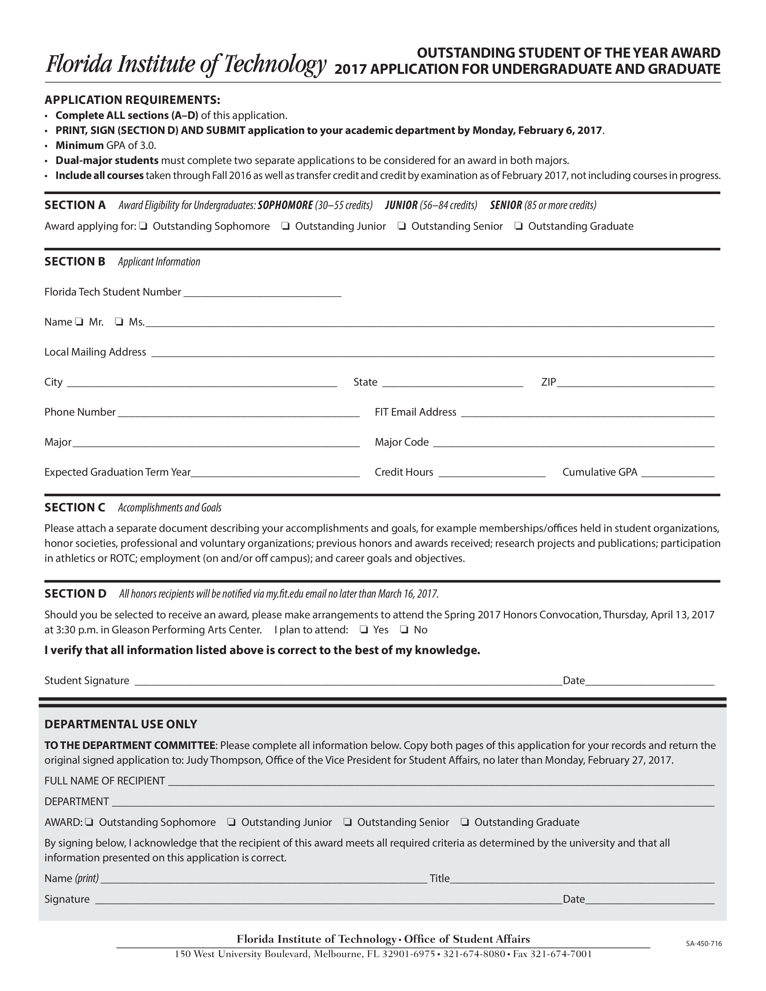 student of the year award template