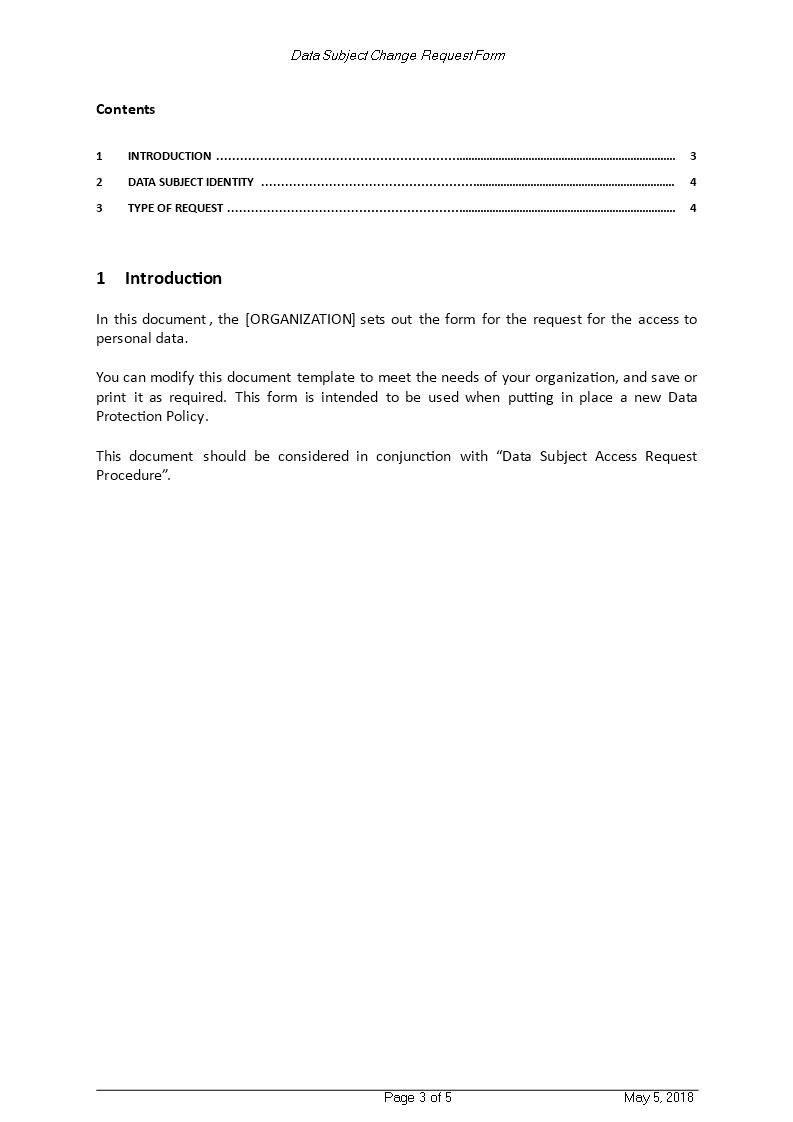 GDPR Data Subject Change Request Form main image