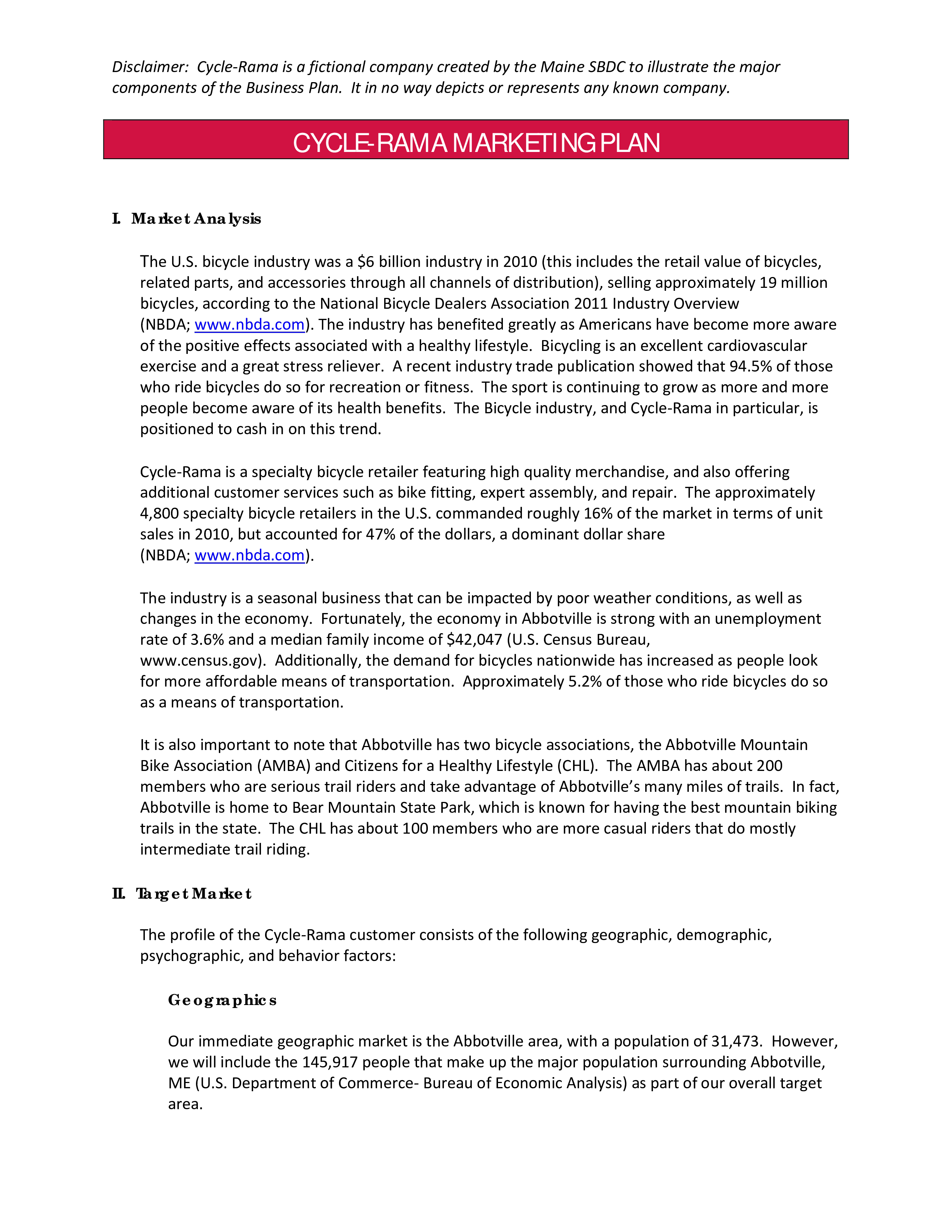 example of market analysis summary in business plan