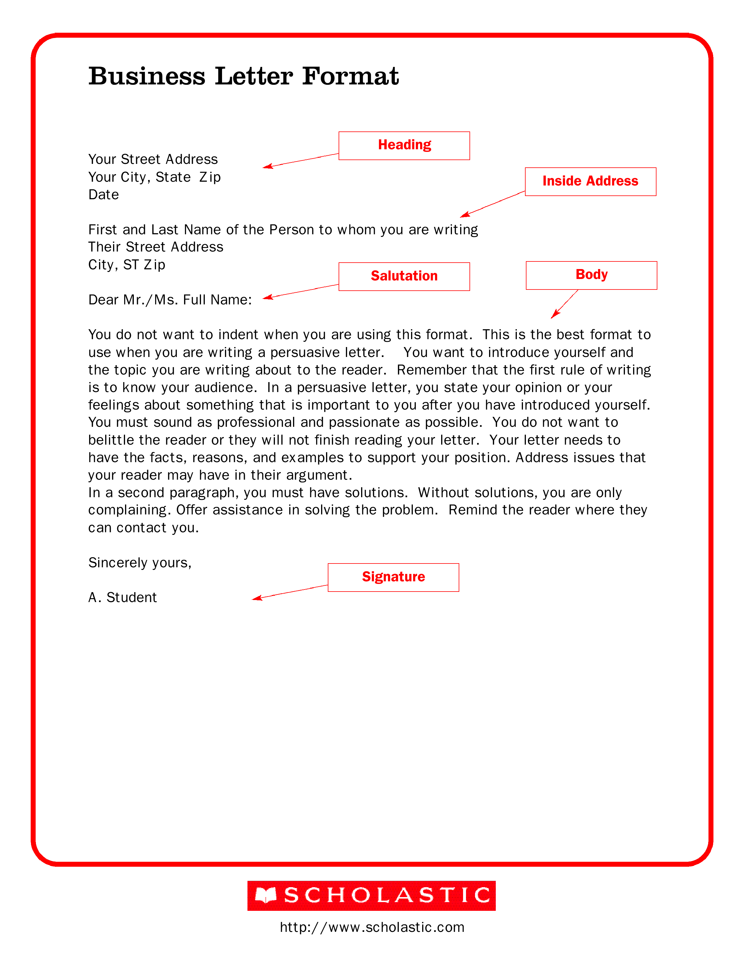 printable business letter format voorbeeld afbeelding 