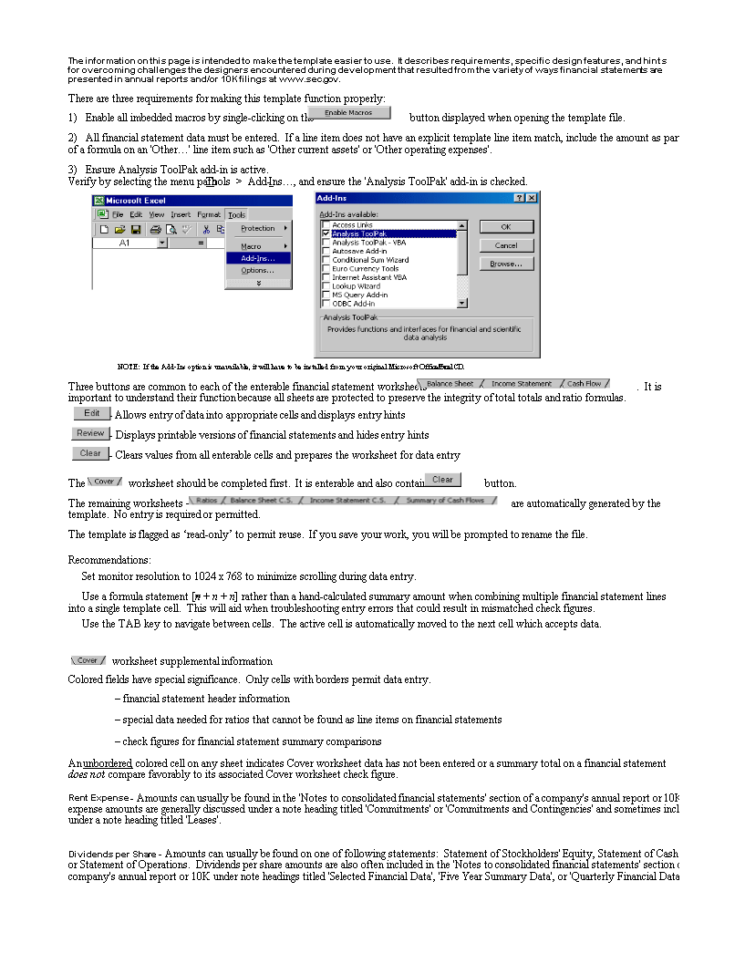 business financial statement analysis modèles